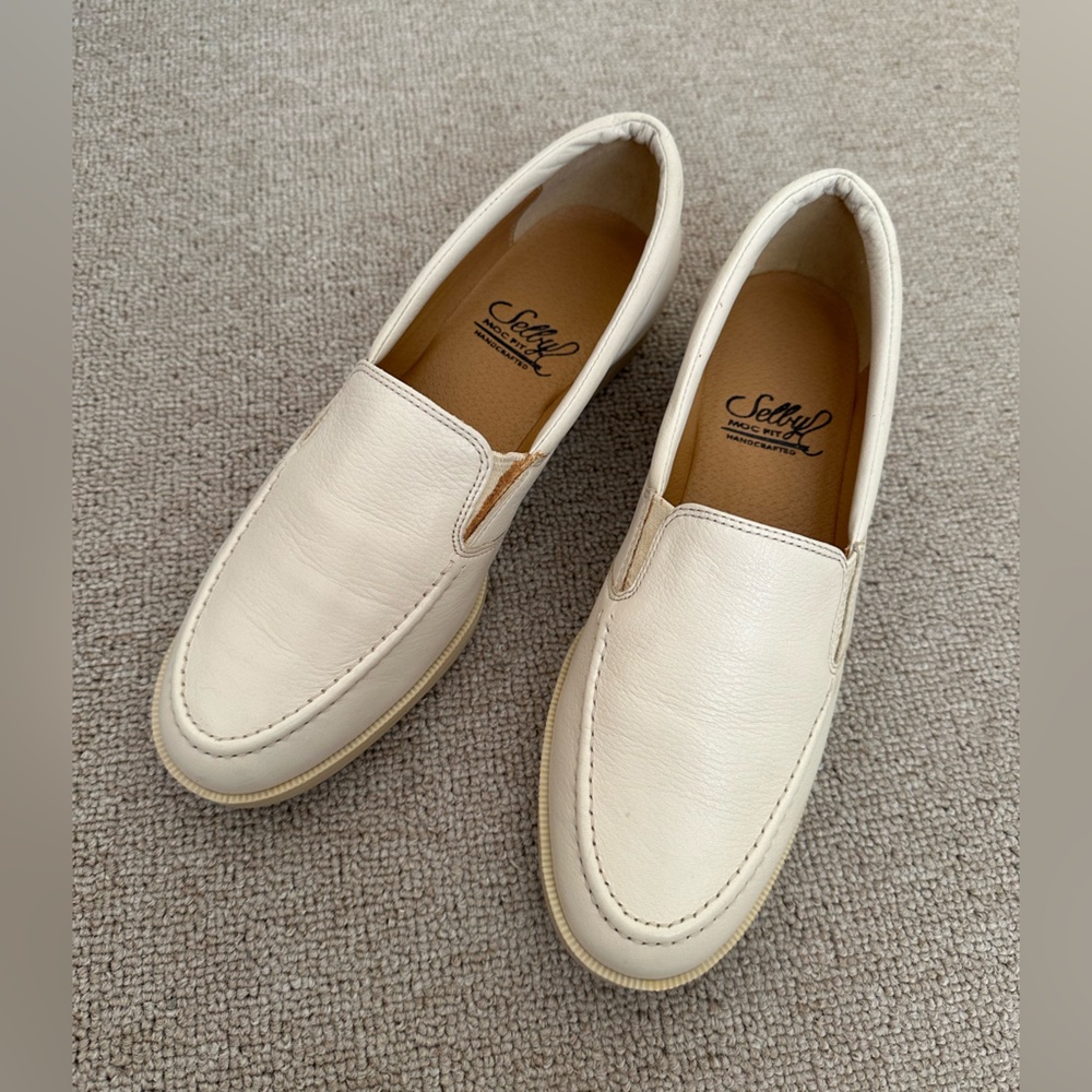 Selby Cream Leather Loafers